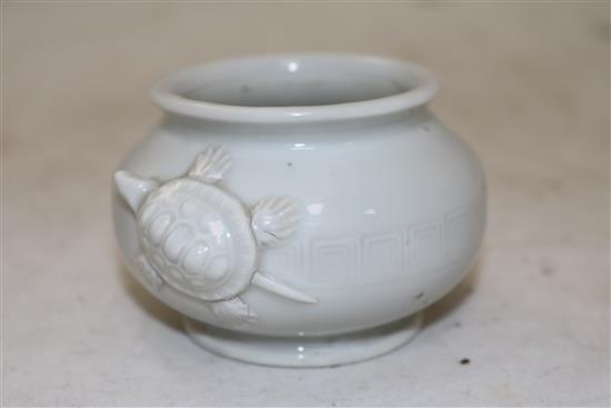 A Chinese Dehua blanc de chine water-pot, impressed seal mark for Lin Jesheng, late 18th century, width 18.5cm